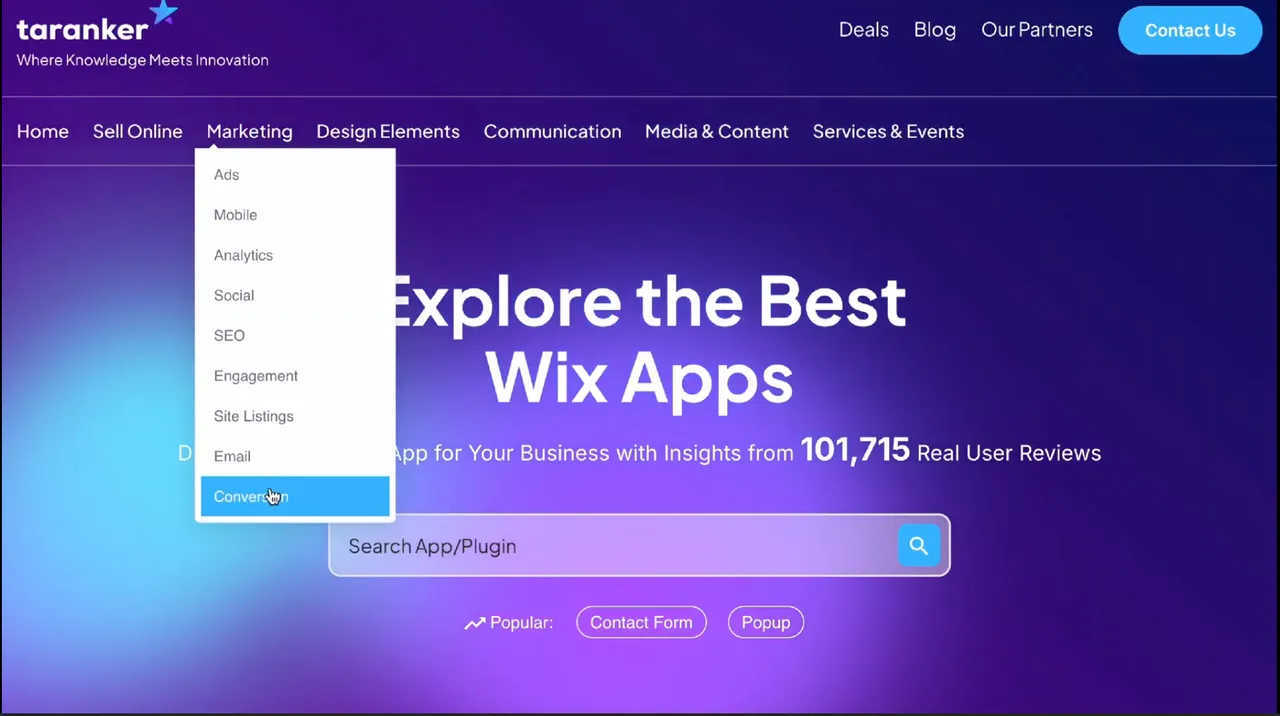 Go to conversion section to look for a wide selection of discount apps built for Wix on Taranker 